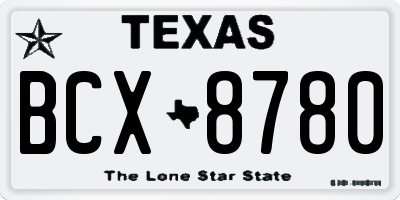 TX license plate BCX8780