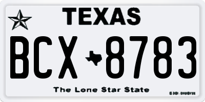 TX license plate BCX8783