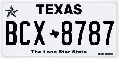 TX license plate BCX8787