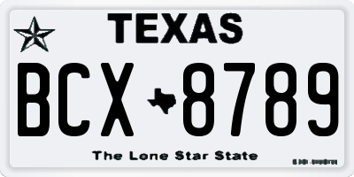 TX license plate BCX8789