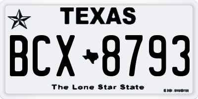 TX license plate BCX8793