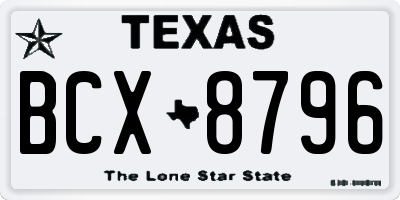 TX license plate BCX8796