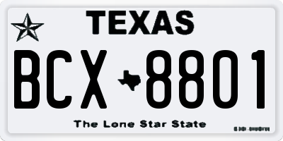 TX license plate BCX8801