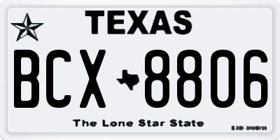 TX license plate BCX8806