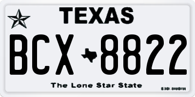 TX license plate BCX8822
