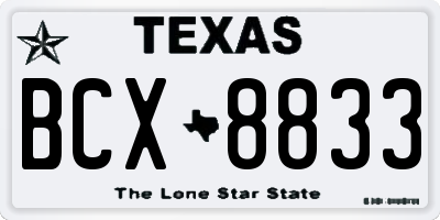 TX license plate BCX8833