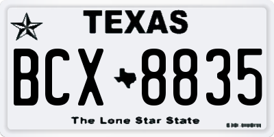 TX license plate BCX8835