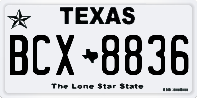 TX license plate BCX8836