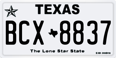 TX license plate BCX8837
