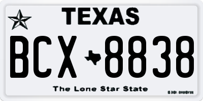 TX license plate BCX8838