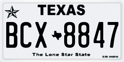 TX license plate BCX8847
