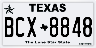 TX license plate BCX8848