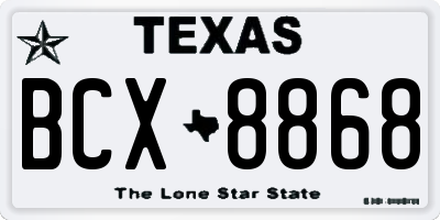 TX license plate BCX8868