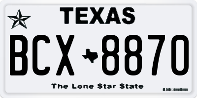 TX license plate BCX8870