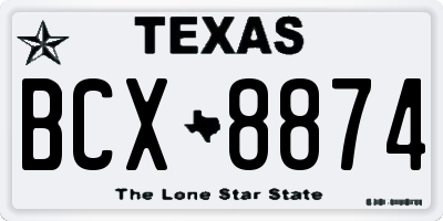 TX license plate BCX8874