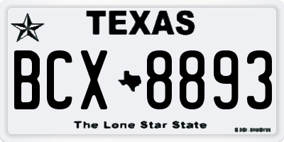 TX license plate BCX8893