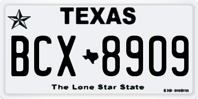 TX license plate BCX8909