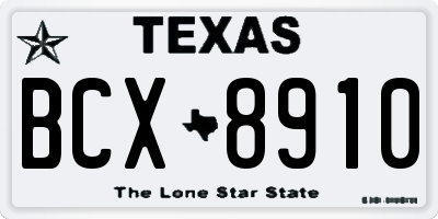 TX license plate BCX8910