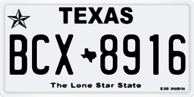 TX license plate BCX8916
