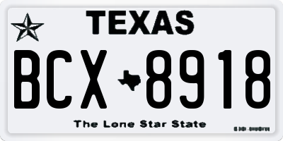 TX license plate BCX8918