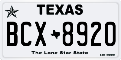TX license plate BCX8920