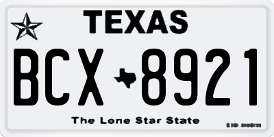 TX license plate BCX8921