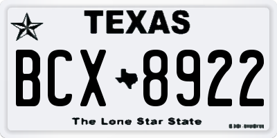 TX license plate BCX8922