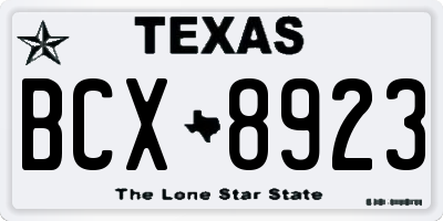 TX license plate BCX8923