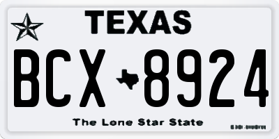 TX license plate BCX8924