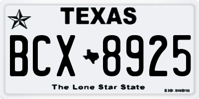 TX license plate BCX8925