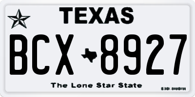 TX license plate BCX8927