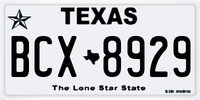 TX license plate BCX8929