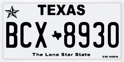 TX license plate BCX8930