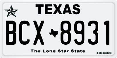 TX license plate BCX8931