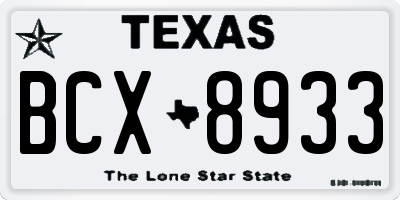 TX license plate BCX8933