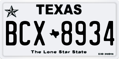 TX license plate BCX8934