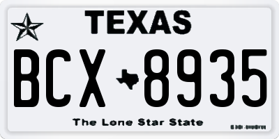 TX license plate BCX8935