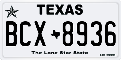 TX license plate BCX8936