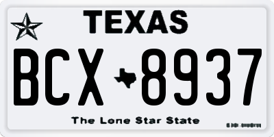 TX license plate BCX8937
