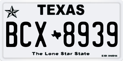 TX license plate BCX8939