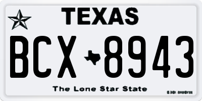 TX license plate BCX8943