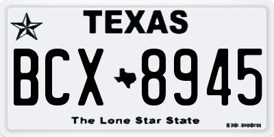 TX license plate BCX8945