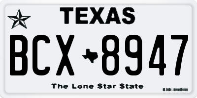 TX license plate BCX8947