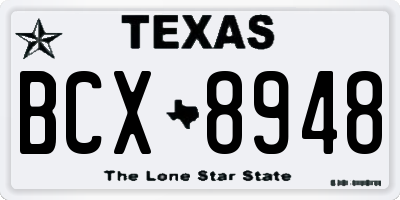 TX license plate BCX8948