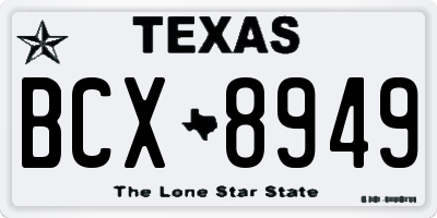 TX license plate BCX8949