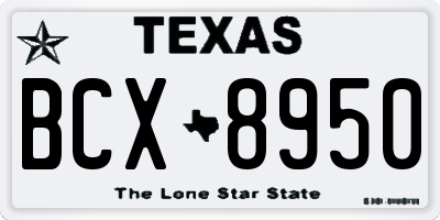 TX license plate BCX8950