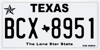 TX license plate BCX8951