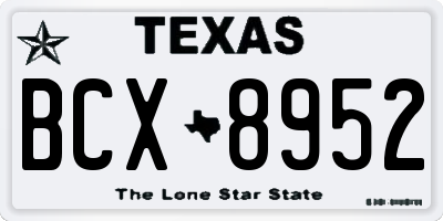 TX license plate BCX8952