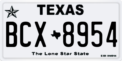 TX license plate BCX8954