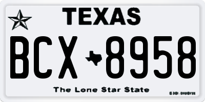TX license plate BCX8958